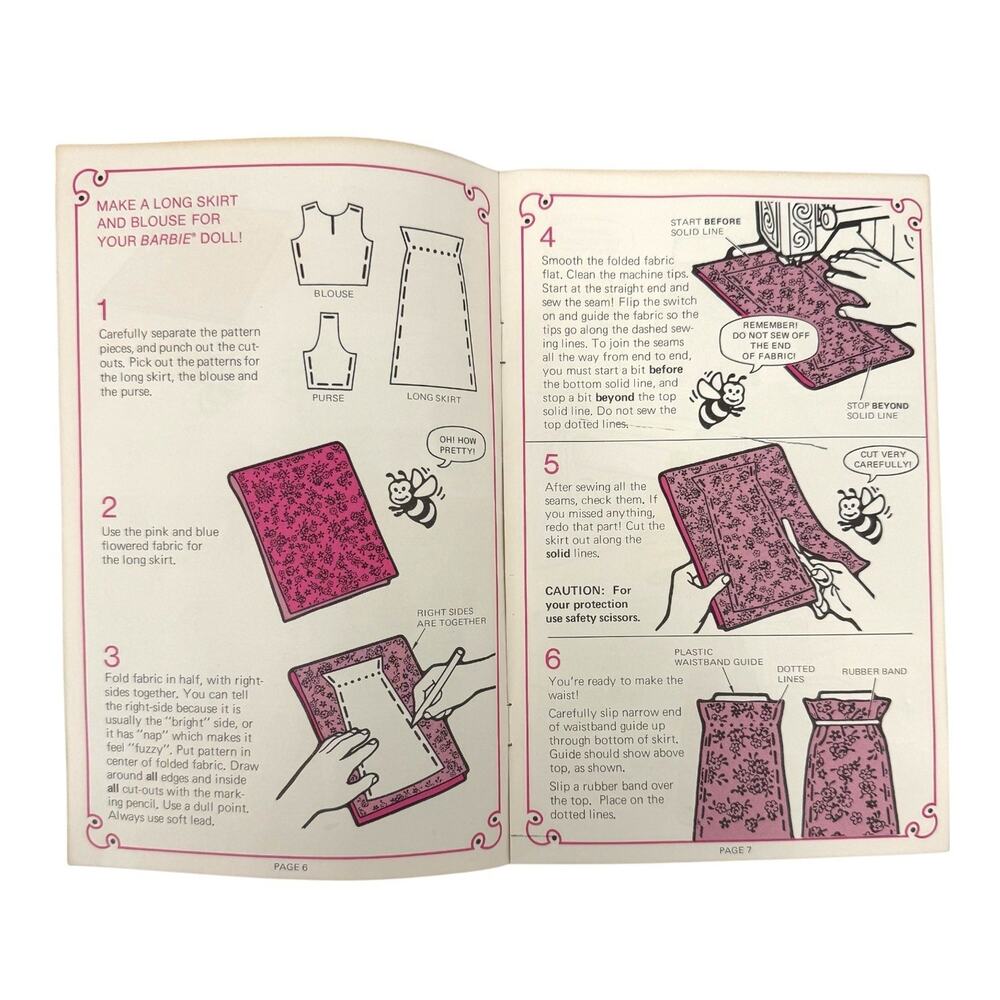 Vintage 70s Mattel Barbie Sew Magic Doll Clothes Pattern Dress Skirt Instruction - Picture 6 of 7
